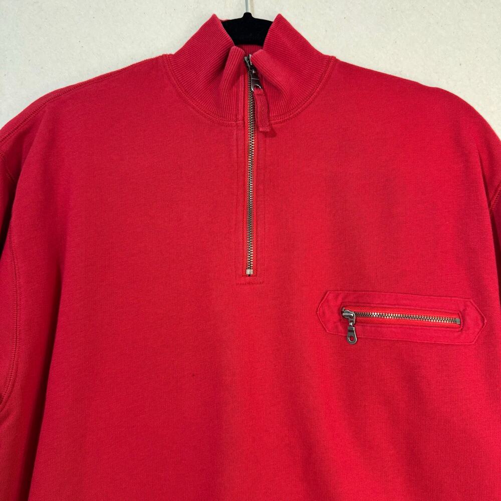 Two Dog Island Red Half-Zip Pullover Oversize Sweatshirt Size Small Sporty Prep